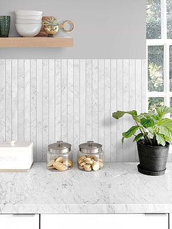 Modern Long Marble Carrara Gray Backsplash Mosaic Tile BA1077