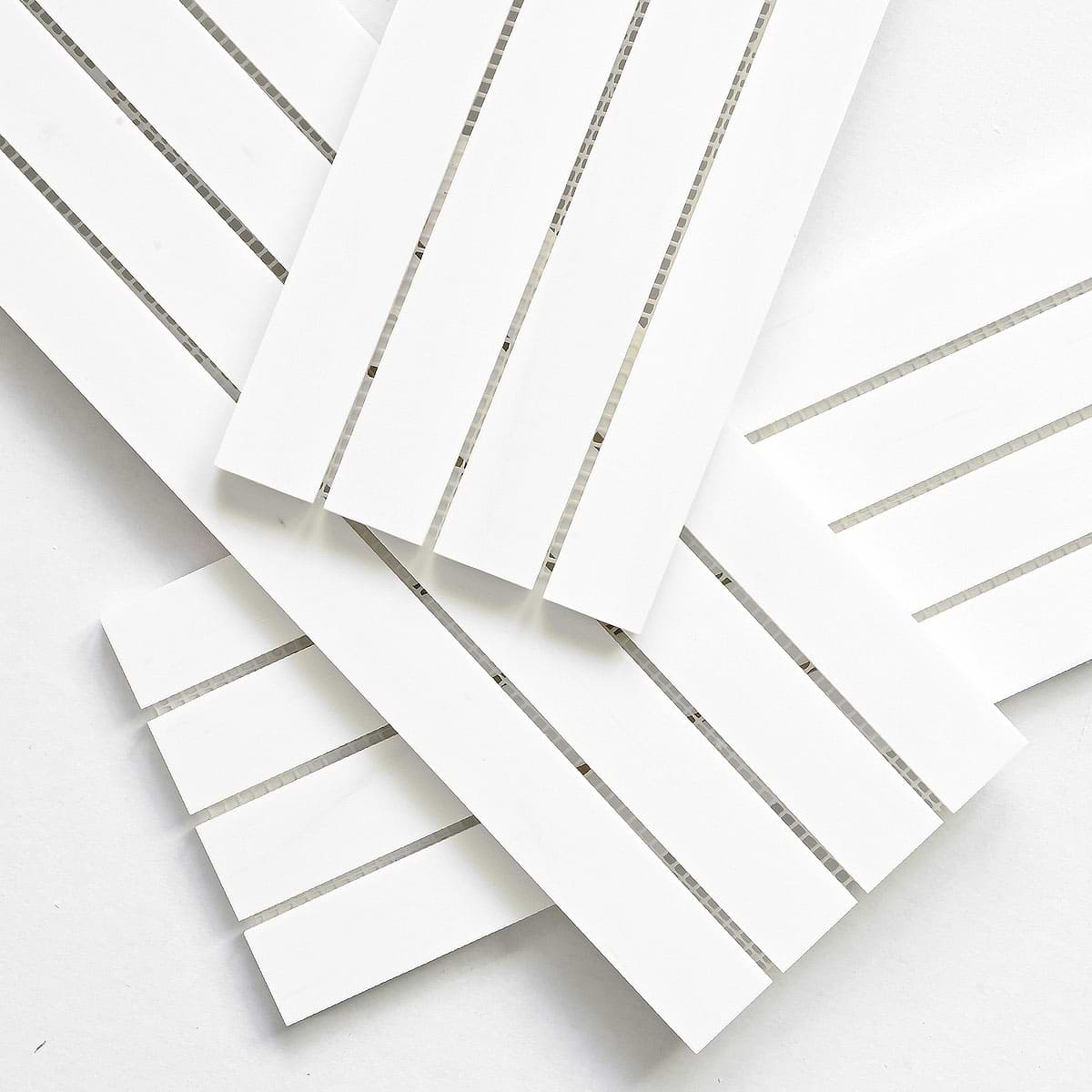 Modern Long Marble Pure White Backsplash Mosaic Tile BA1078 6