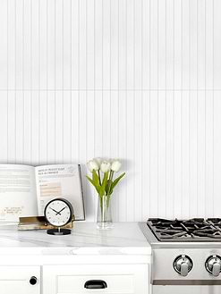Modern Long Marble Pure White Backsplash Mosaic Tile BA1078