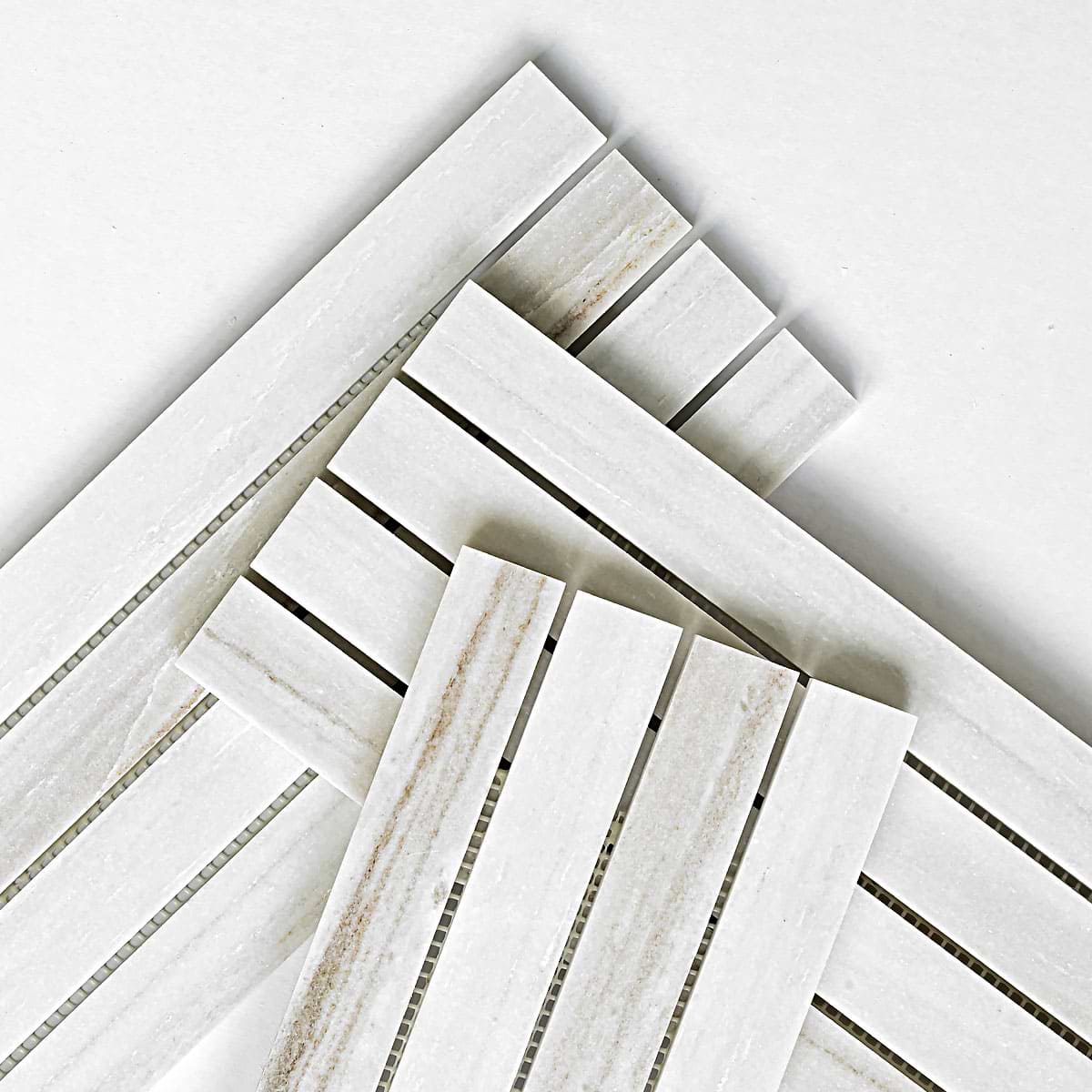 Modern Long Marble Rosewood Gray Backsplash Mosaic Tile BA1080 7