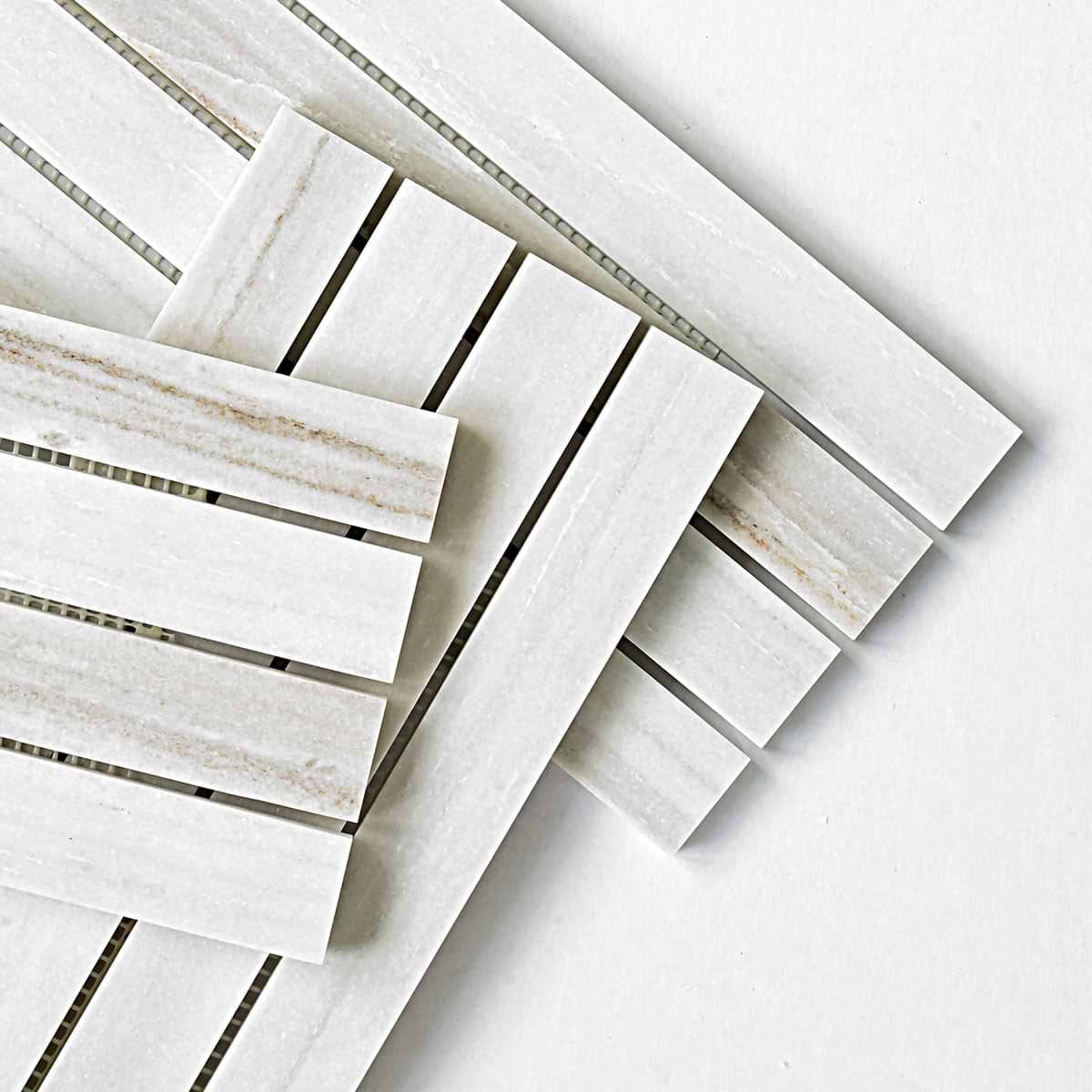 Modern Long Marble Rosewood Gray Backsplash Mosaic Tile BA1080 8