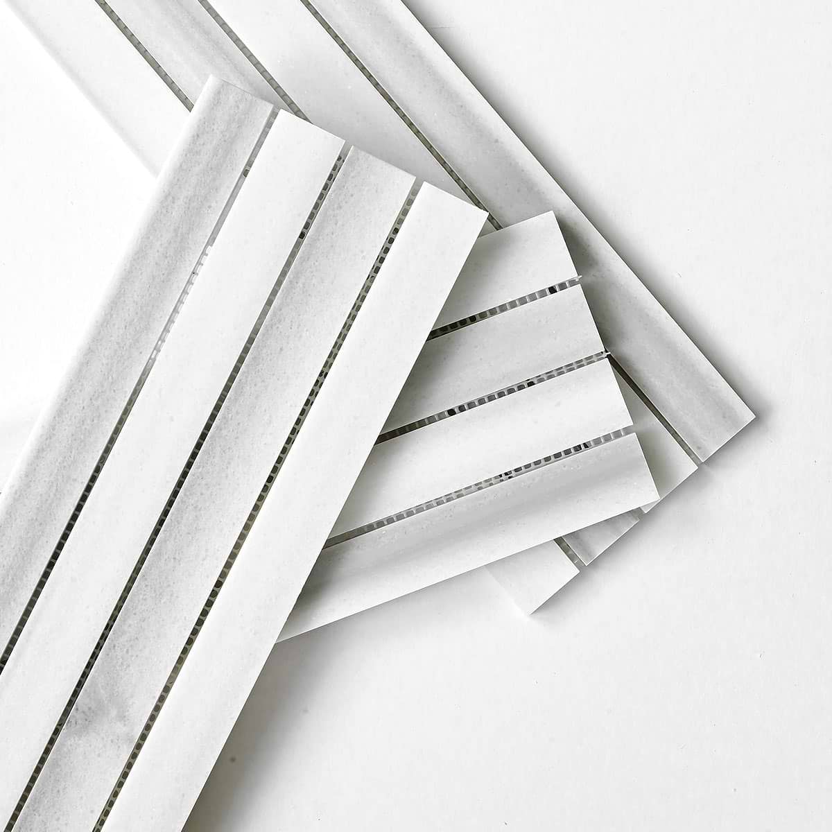 Modern Long Marble White Gray Backsplash Mosaic Tile BA1079 7