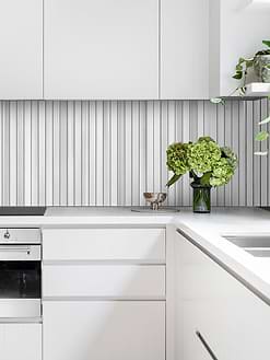 Modern White Kitchen Modern Long Marble White Gray Backsplash Mosaic Tile BA1079