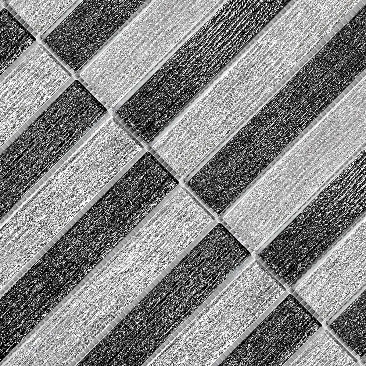 Shimmery Textured Black and White Glass Backsplash Tile BA8024 11