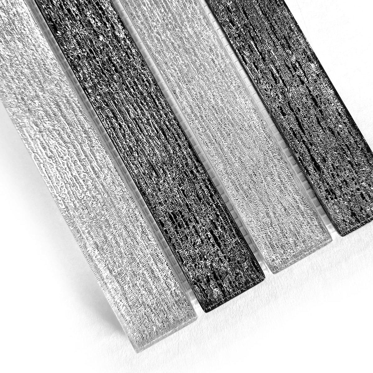 Shimmery Textured Black and White Glass Backsplash Tile BA8024 12