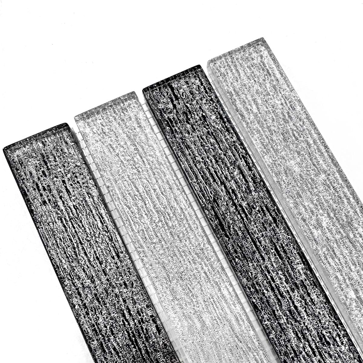 Shimmery Textured Black and White Glass Backsplash Tile BA8024 9
