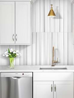 White Cabinet Modern Long Marble White Gray Backsplash Mosaic Tile BA1079