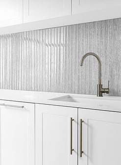 White Kitchen Shimmery White Glass Modern Backsplash Tile BA8022