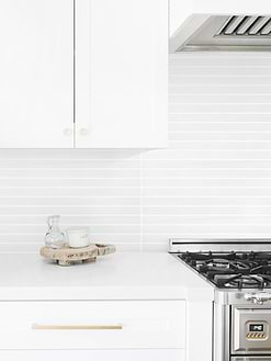 White Quartz Countertop Modern Long Marble Pure White Backsplash Mosaic Tile BA1078