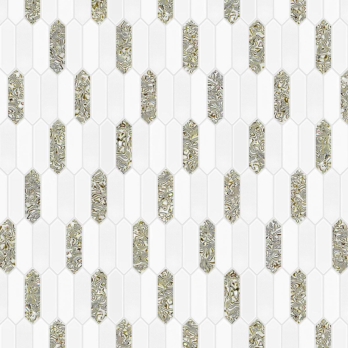Glass Green Pearl Picket Backsplash Tile BA6710 6