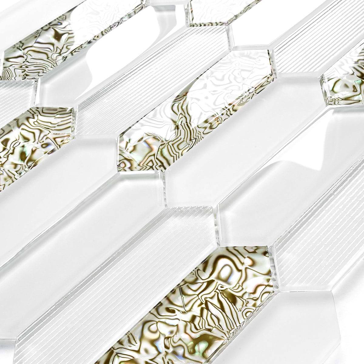 Glass Green Pearl Picket Backsplash Tile BA6710 7