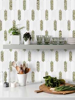 Glass Green Pearl Picket Backsplash Tile BA6710