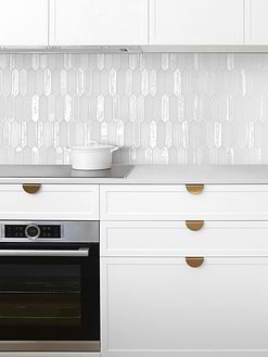 White Kitchen Shell Glass Backsplash Tile BA6701