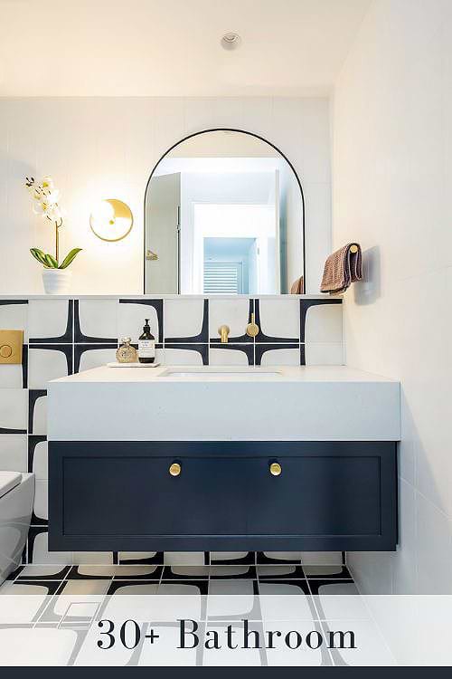 Black and White Bathroom Backsplash