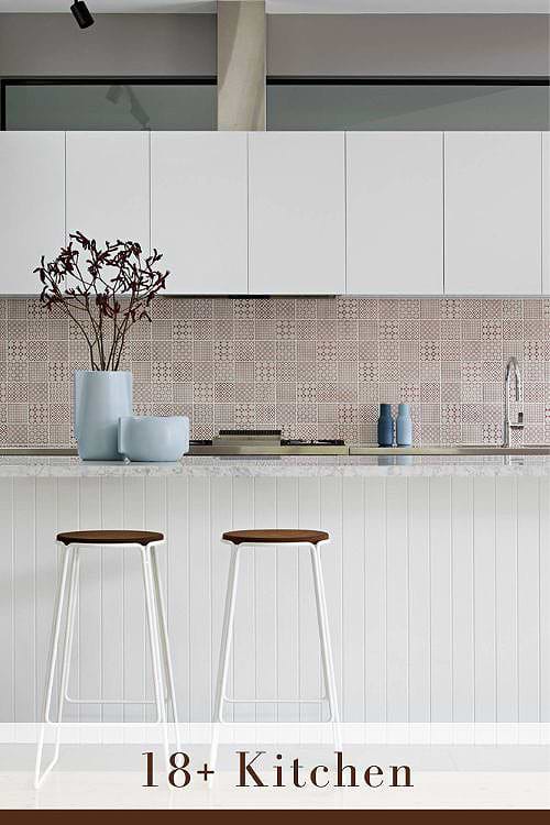 Colorful Backsplash for White Kitchen