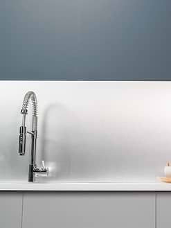 Gray Cabinets Modern Silver Metal Steel Groutless Backsplash Tile BA8802