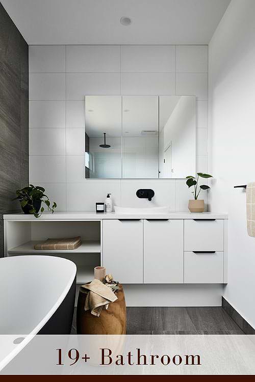 White Bathroom with Black Fixtures