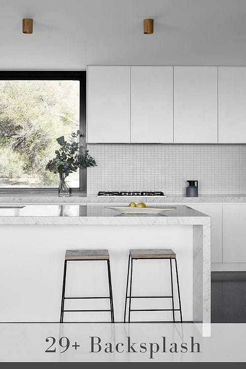 White Ceramic Tile Backsplash