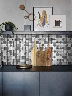 Black Modern Cabinet Gray Black Metallic Textured Glass Backsplash Tile BA8004