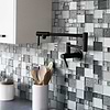 Black White Kitchen Gray Black Metallic Textured Glass Backsplash Tile BA8004