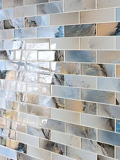 Blue Brown Subway Glass Backsplash Tile 6 BA8002