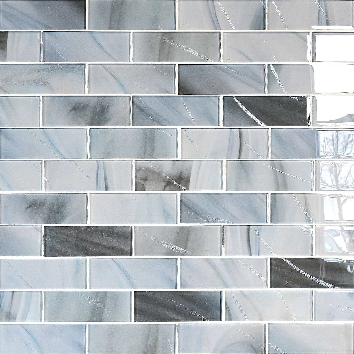 Blue Glass with Sparkle Design Subway Backsplash Tile 7 BA8010