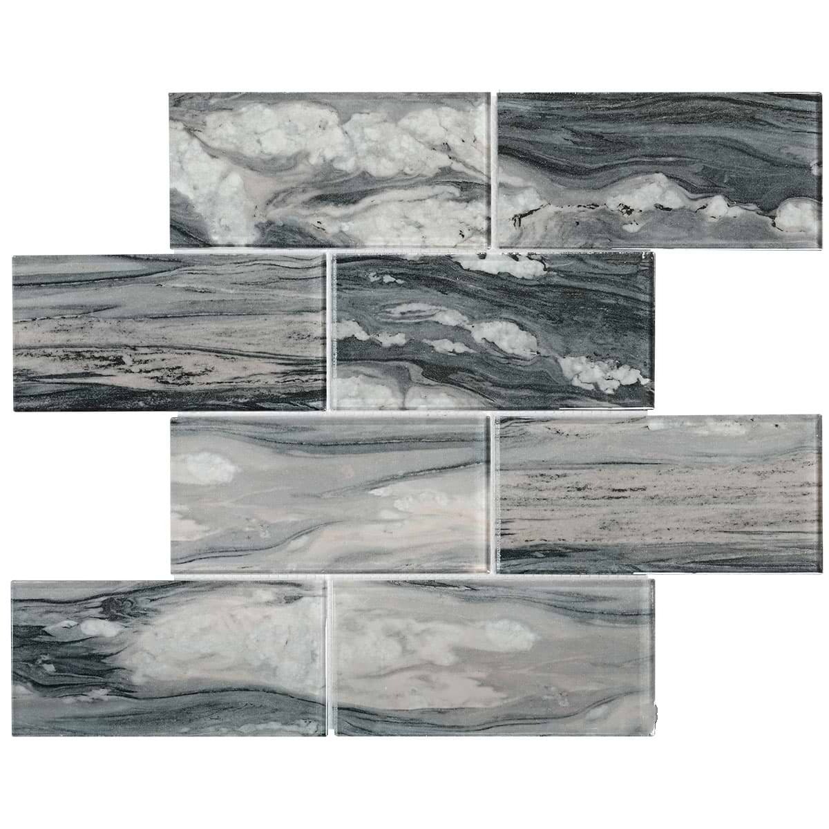 Gray Beige Colors Subway Glass Backsplash Tile 2 BA8009