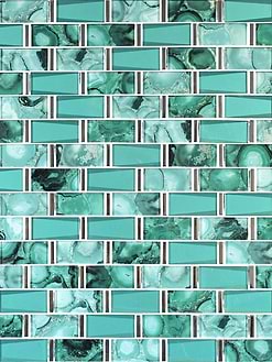 Green Unique Glass Subway Beveled Glass Backsplash Tile 6 BA8013