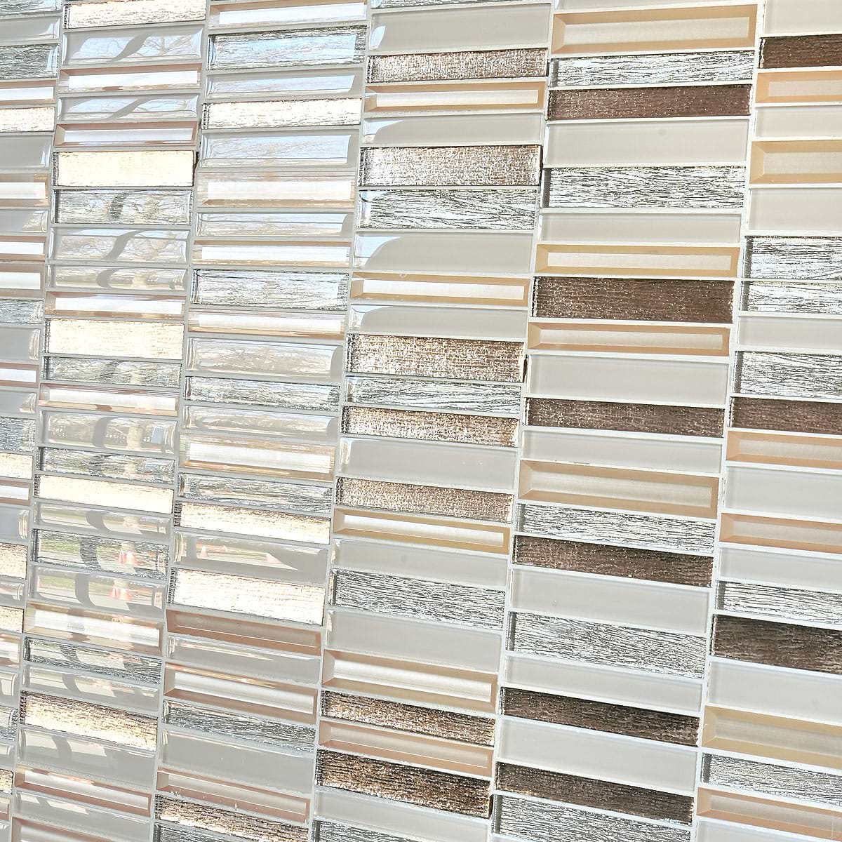 Rose Gold Beveled Edge Glass Backsplash Tile 8 BA8006