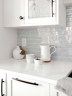 White Quartz Countertop Glitter Design Backsplash Tile BA8001