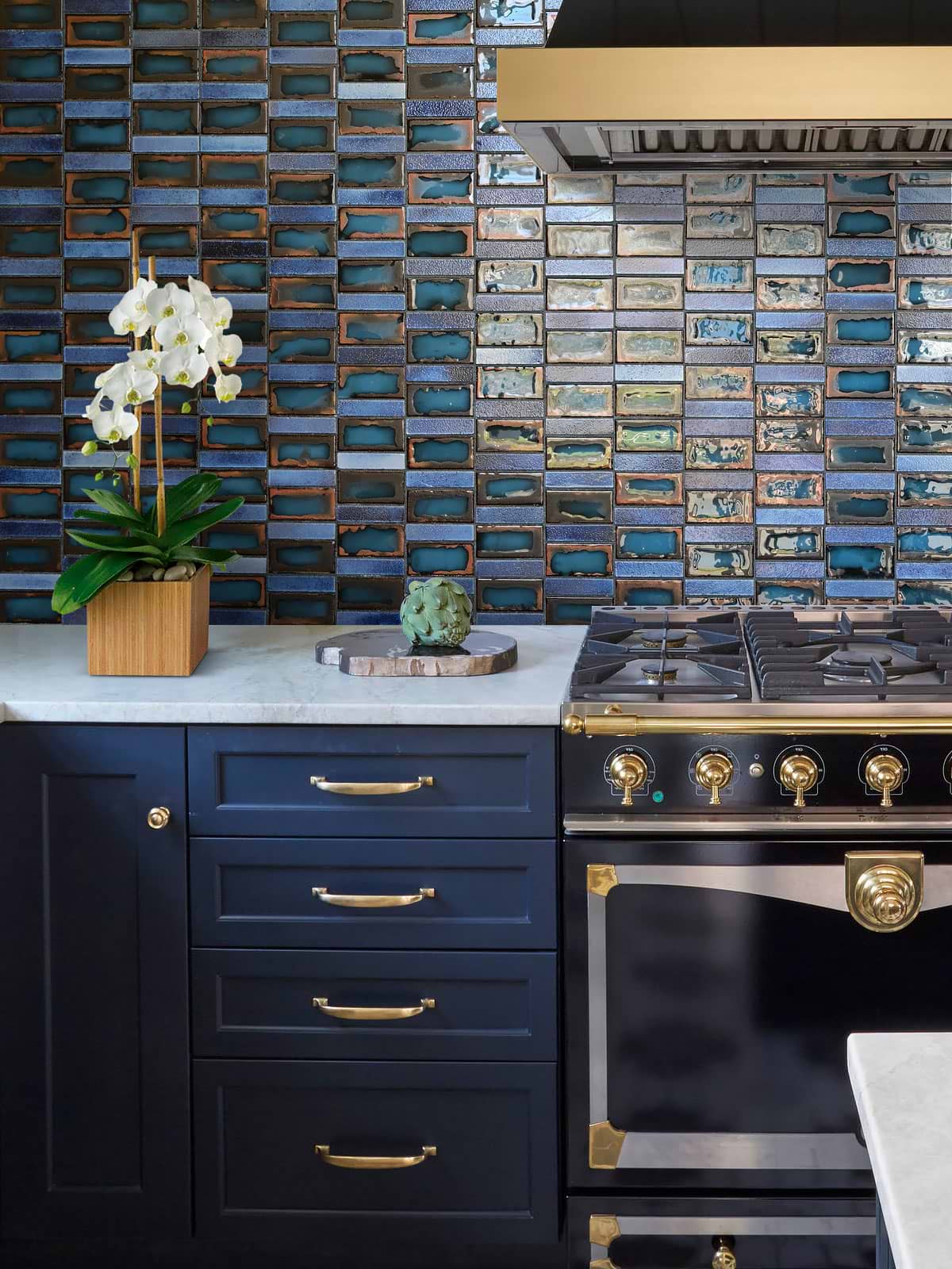 Blue Cabinet Blue Rustic Glass Backsplash Tile BA6204