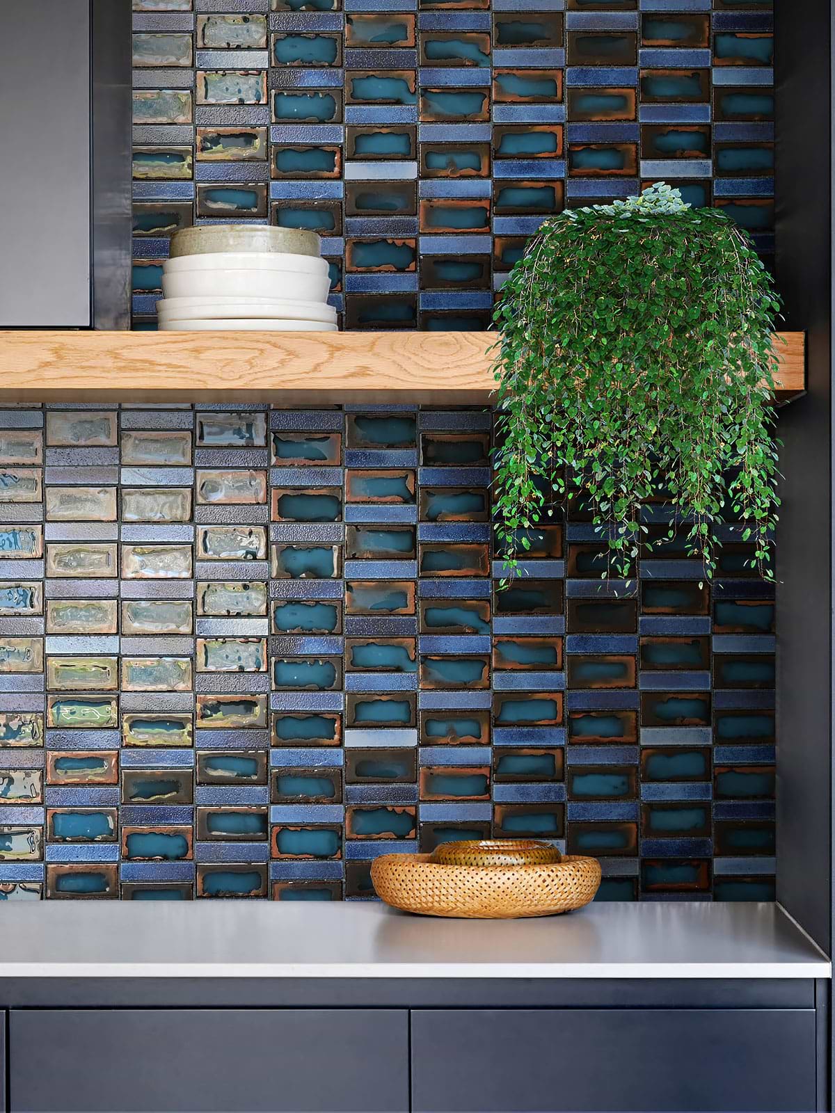 Blue Kitchen Blue Rustic Glass Backsplash Tile BA6204
