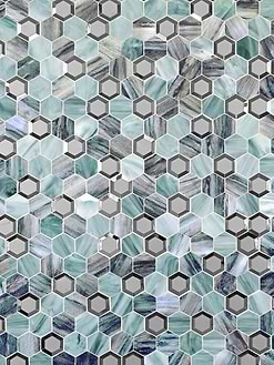 Green Glass Metal Hexagon Backsplash Tile BA6203 4