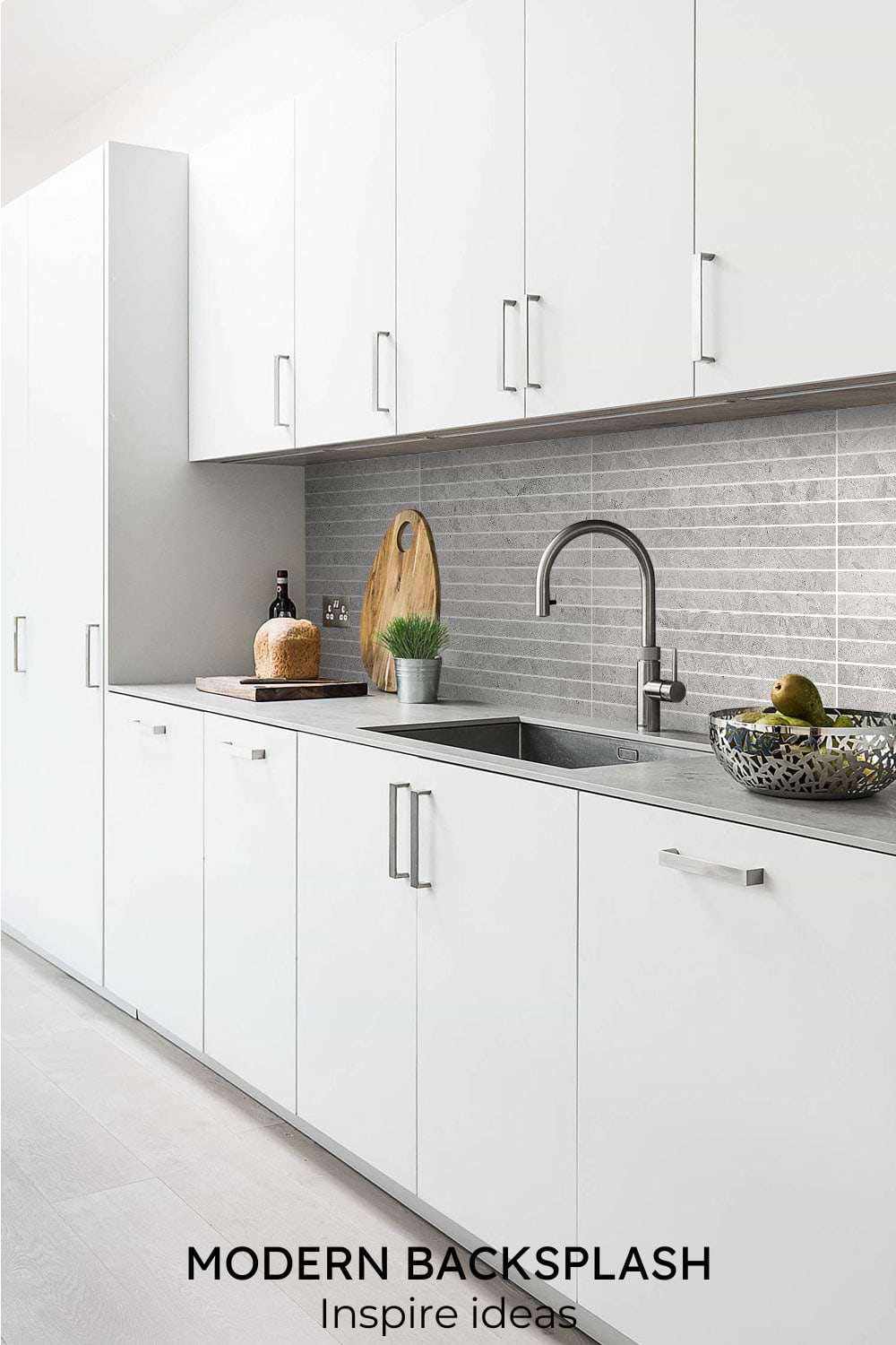 modern backsplash tile white kitchen cabinets