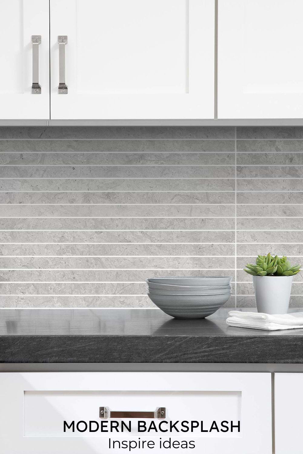 modern cabinet with black countertop backsplash tile