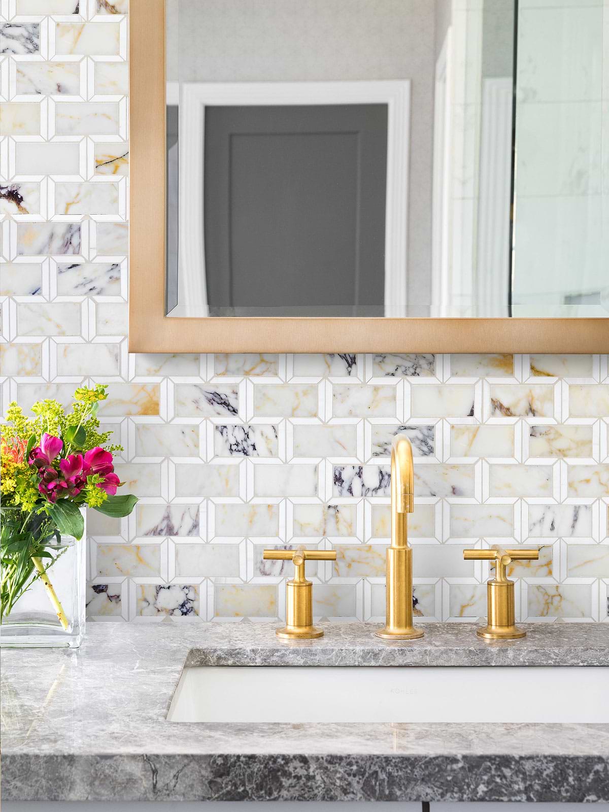 Bathroom Vanity Multi Color Marble Backsplash Tile BA6330