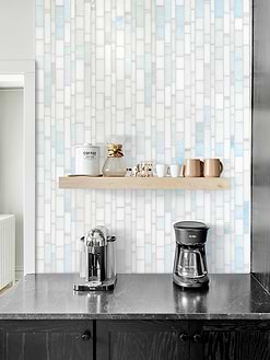 Black Countertop with Pearl Glass Subway Tile BA7016