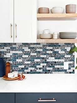 Blue White Kitchen Blue White Subway Glass Backsplash Tile BA8011