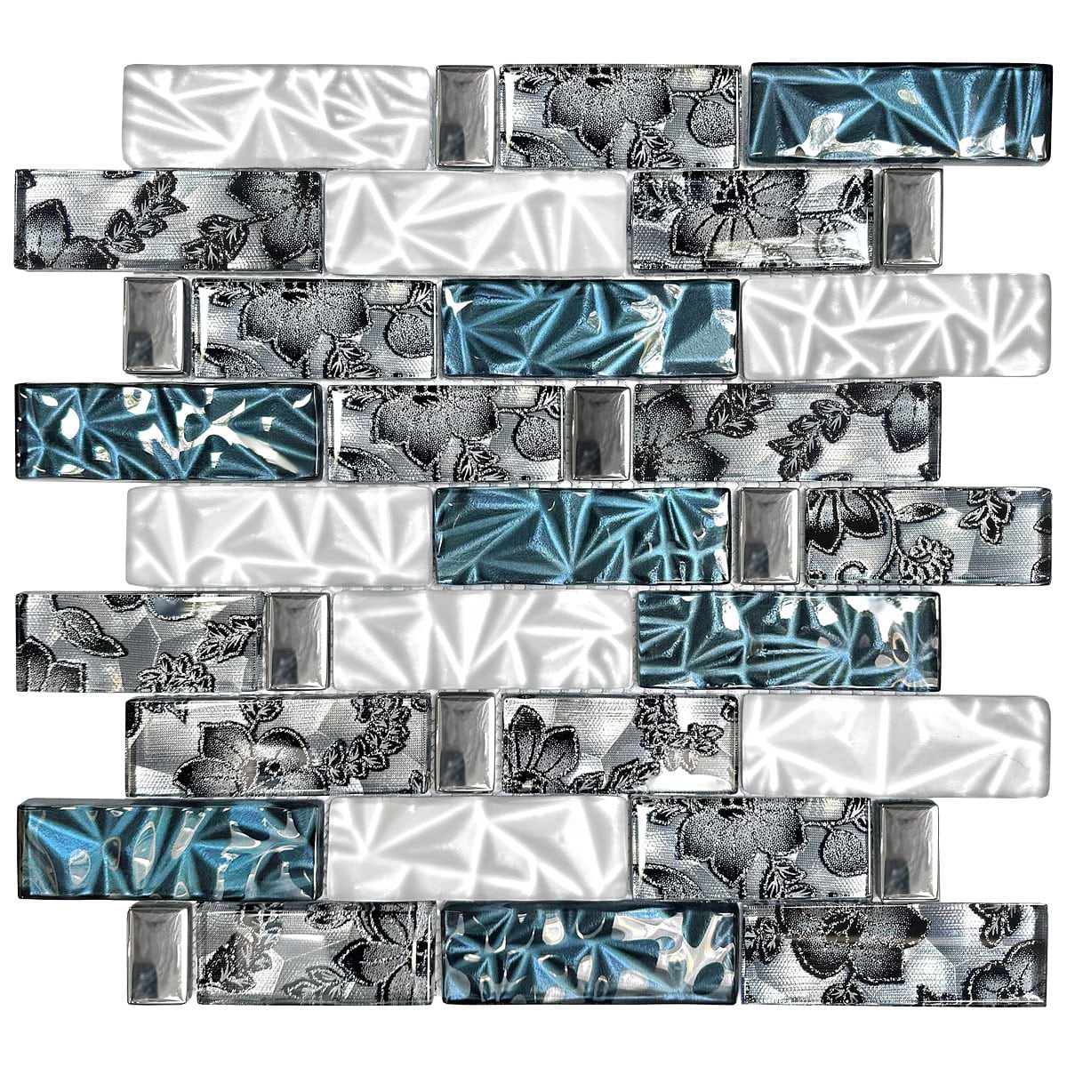Blue White Subway Glass Backsplash Tile BA8011 2