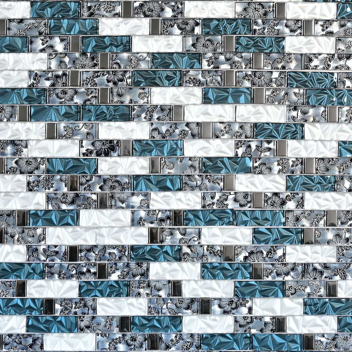 Blue White Subway Glass Backsplash Tile BA8011 3