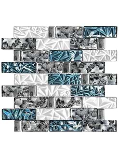Blue White Subway Glass Backsplash Tile BA8011