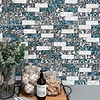 Gray Quartz Blue White Subway Glass Backsplash Tile BA8011