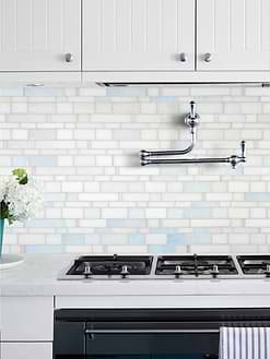 Modern Kitchen with Pearl Glass Subway Tile BA7016