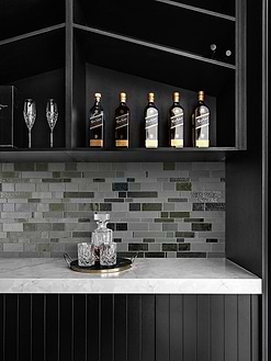 Black Bar with Gray Glass Artisan Mosaic Tile BA7018