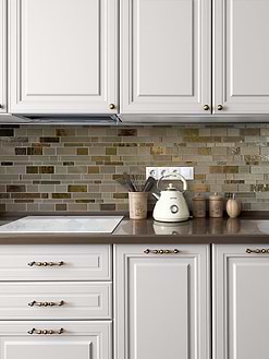 Brown Countertop with Brown Glass Artisan Mosaic Tile BA7019