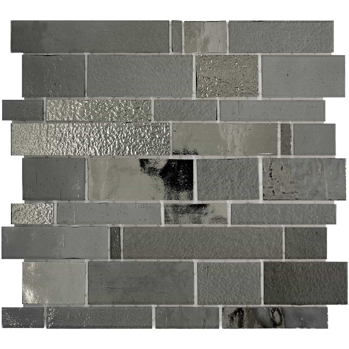 Charcoal Gray Glass Subway Hand Cut Artisan Mosaic Tile BA7018 2