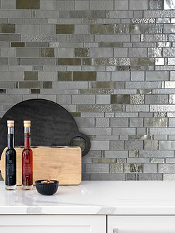 Charcoal Gray Glass Subway Hand Cut Artisan Mosaic Tile BA7018