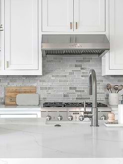 White Cabinet with Diamond Glass Artisan Mosaic Tile BA7020