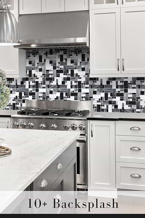 Glass and Metal Tile Backsplash