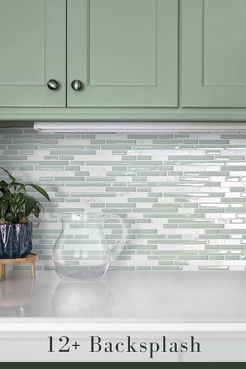 Glass and Stone Tile Backsplash